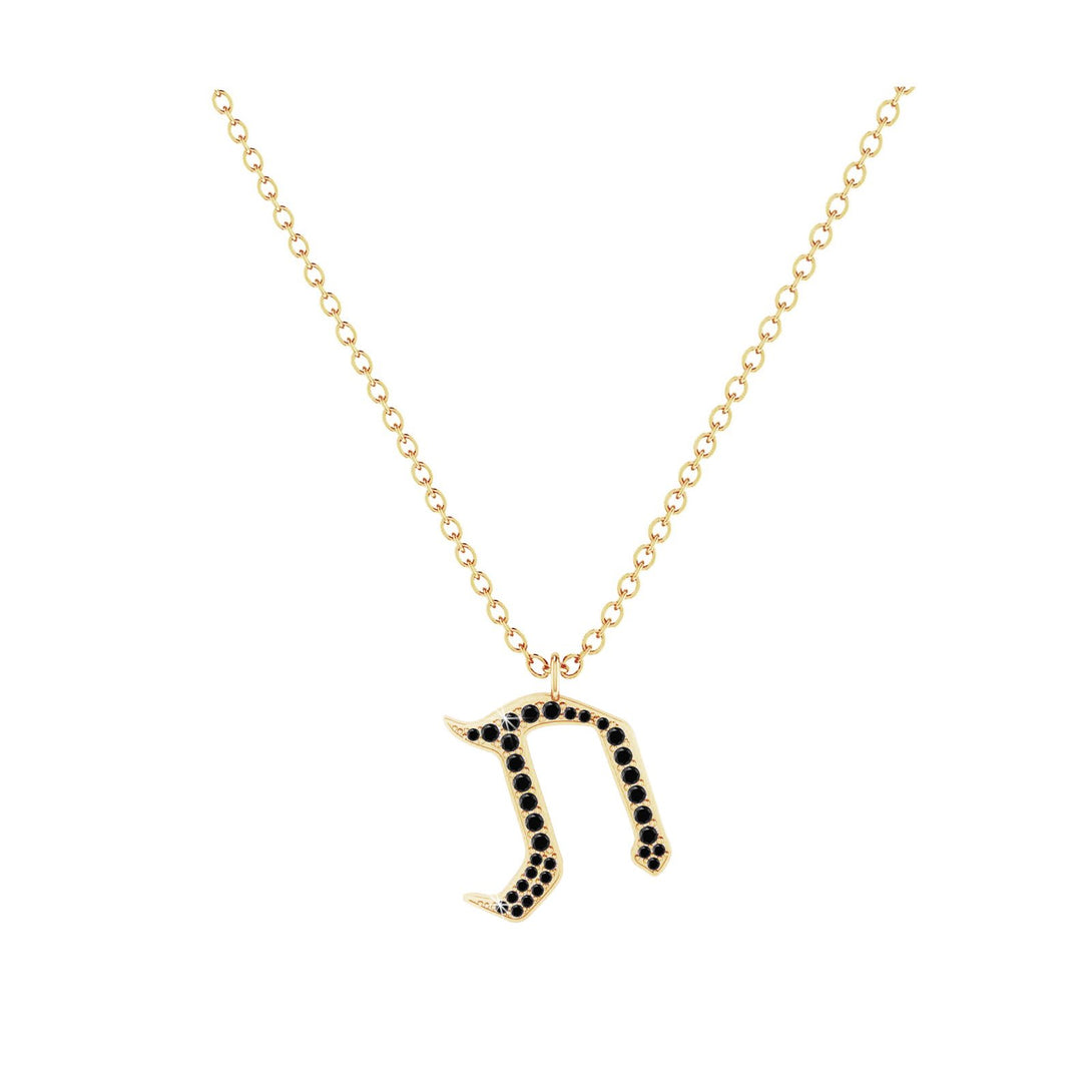 Taf - Hebrew Alef-Bet letter diamond Necklace - Taf letter