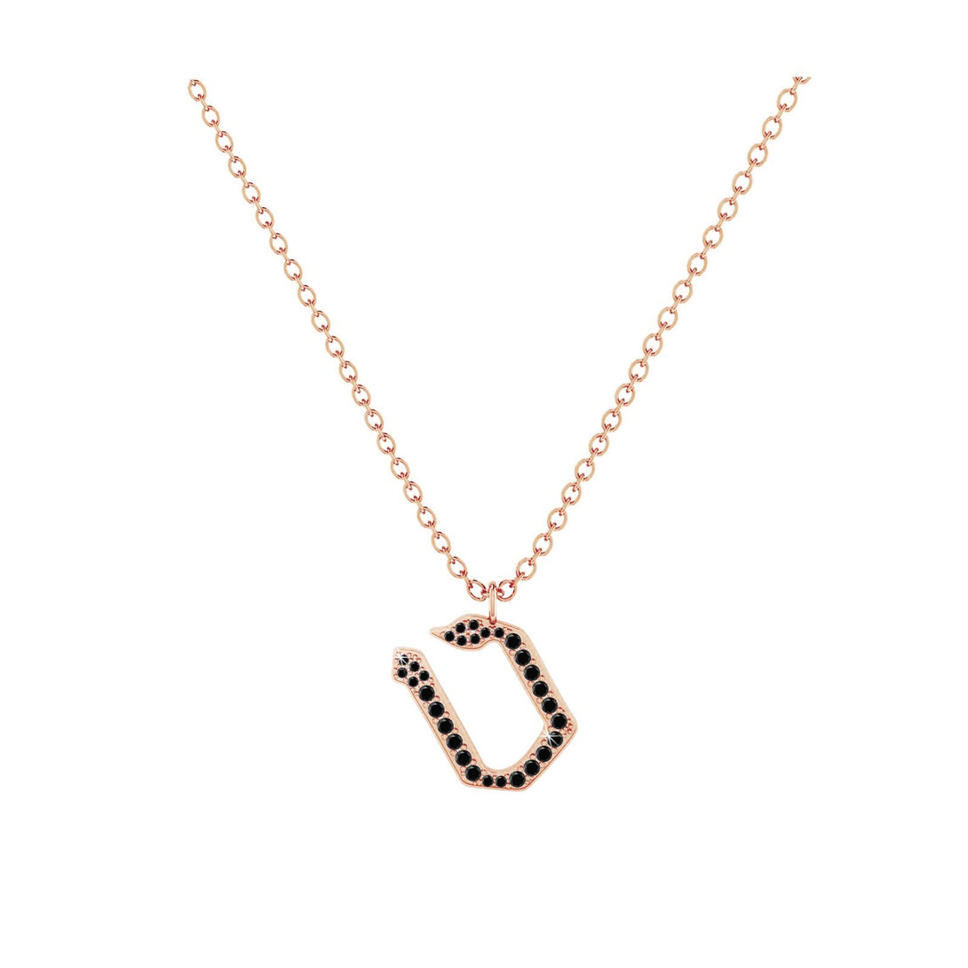 Tet - Hebrew Alef-Bet letter diamond Necklace - Tet letter