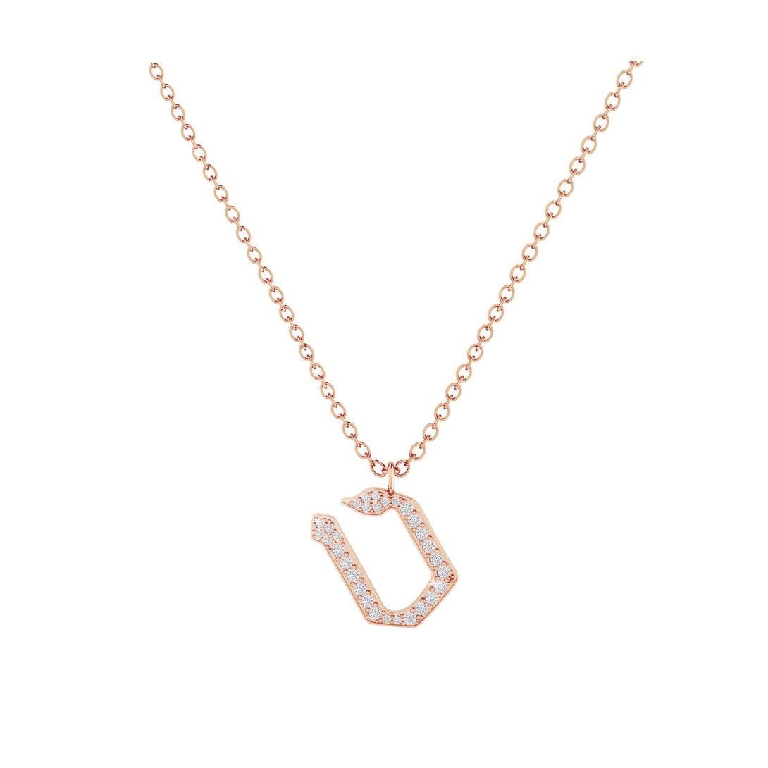 Tet - Hebrew Alef-Bet letter diamond Necklace - Tet letter