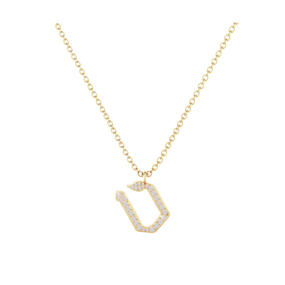 Tet - Hebrew Alef-Bet letter diamond Necklace - Tet letter