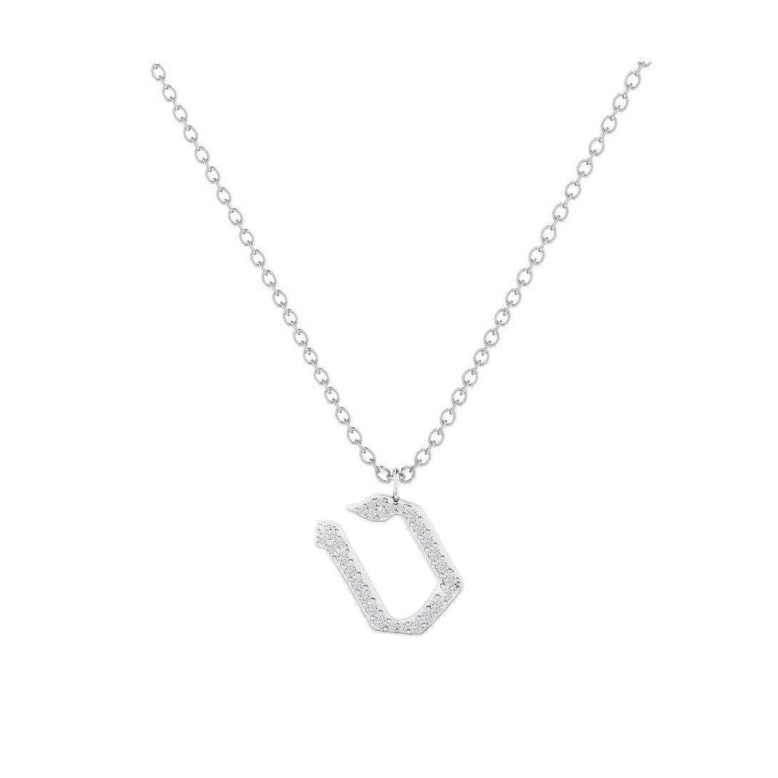 Tet - Hebrew Alef-Bet letter diamond Necklace - Tet letter