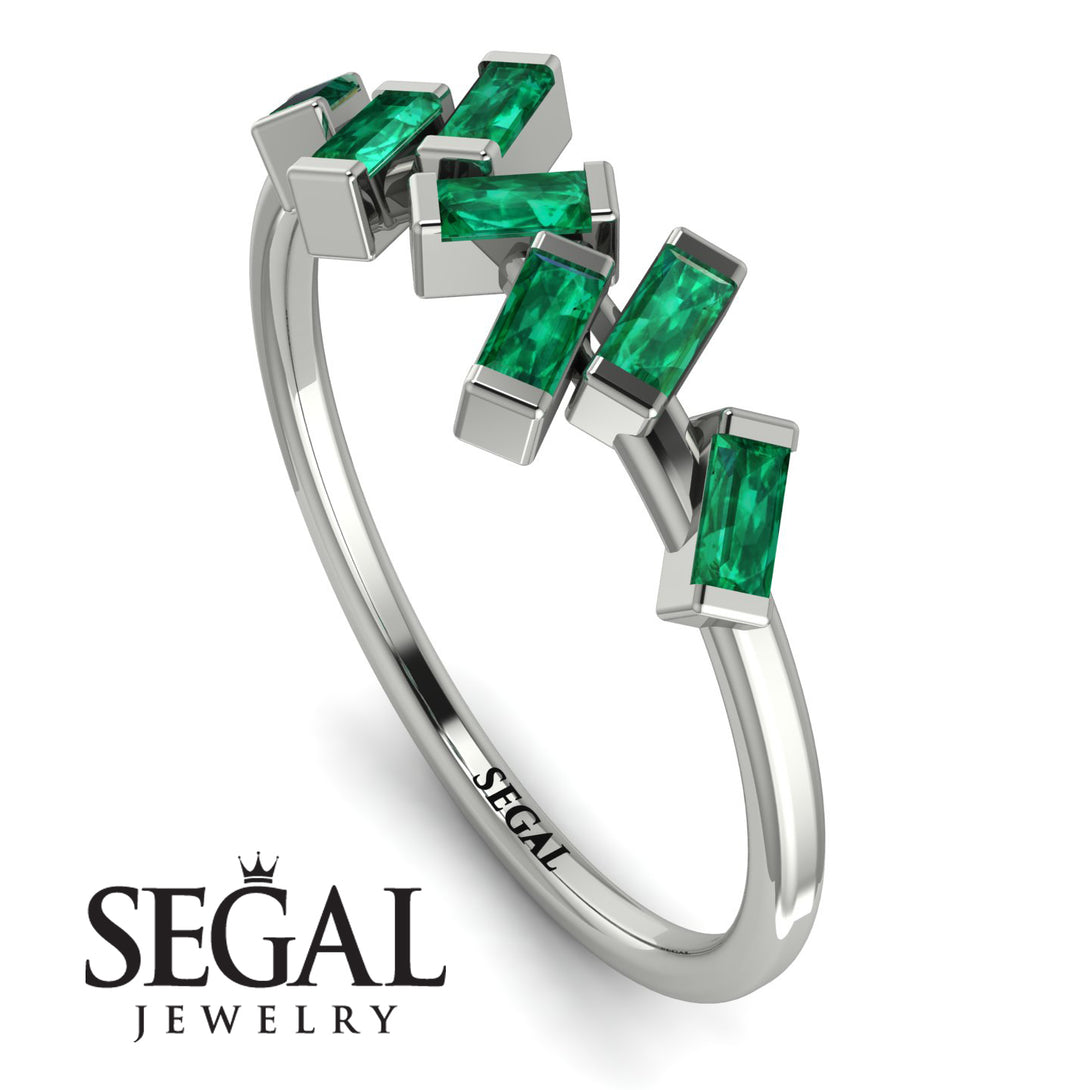 Thin Baguette Emerald Ring - Juliette No. 6