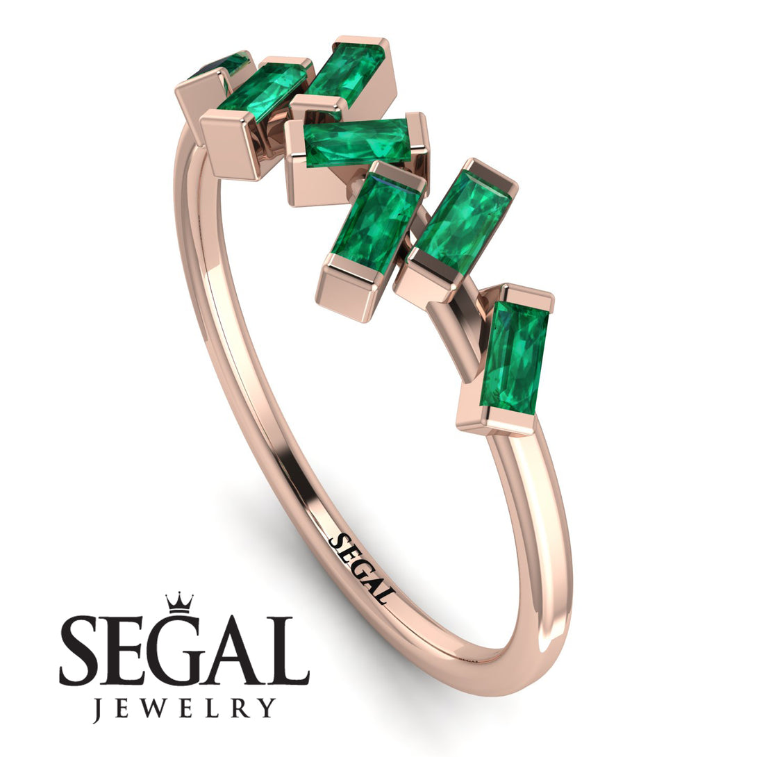 Thin Baguette Emerald Ring - Juliette No. 5