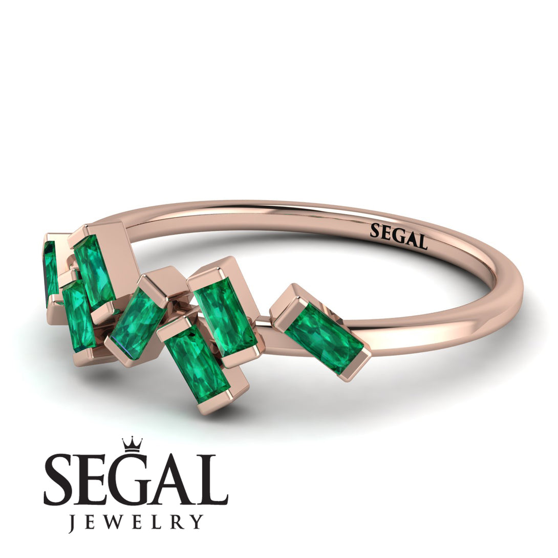 Thin Baguette Emerald Ring - Juliette No. 5