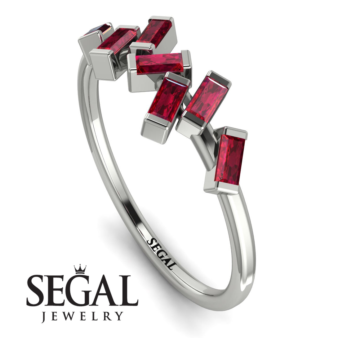 Thin Baguette Ruby Ring - Juliette No. 12
