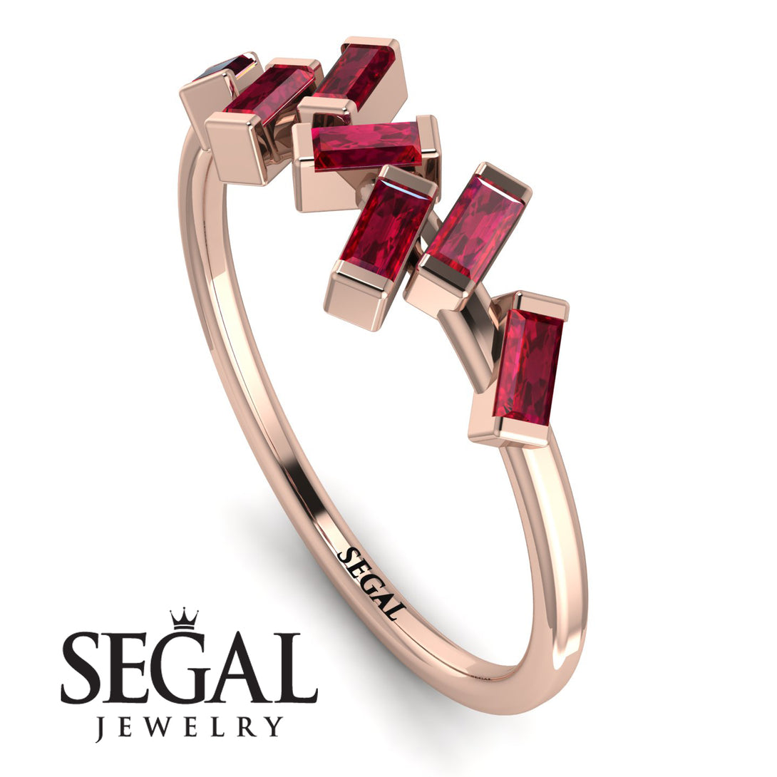 Thin Baguette Ruby Ring - Juliette No. 11