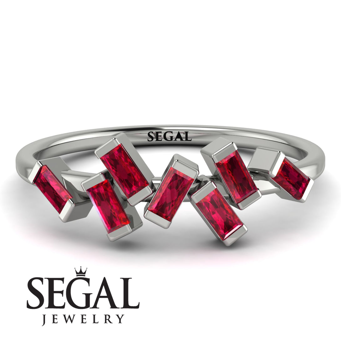 Thin Baguette Ruby Ring - Juliette No. 12