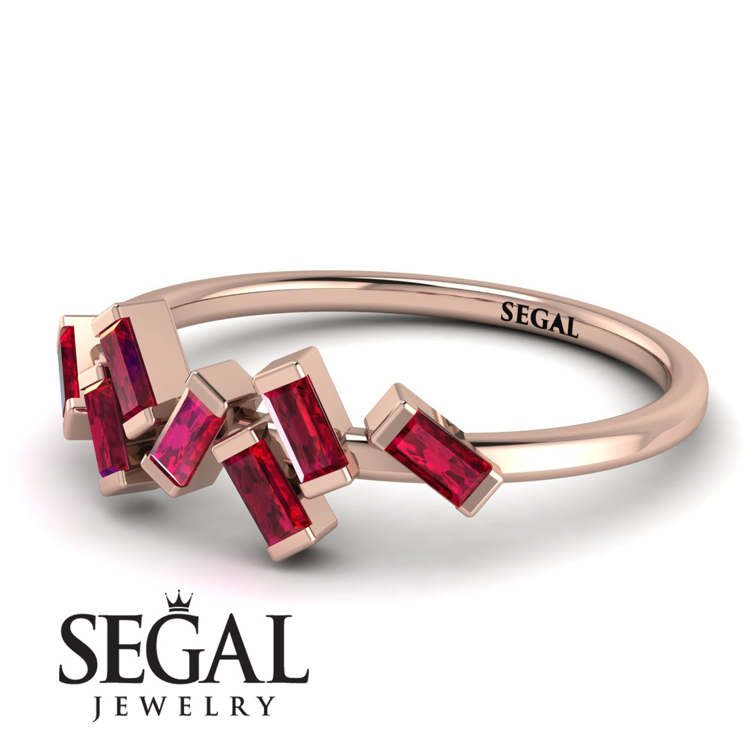 Thin Baguette Ruby Ring - Juliette No. 11