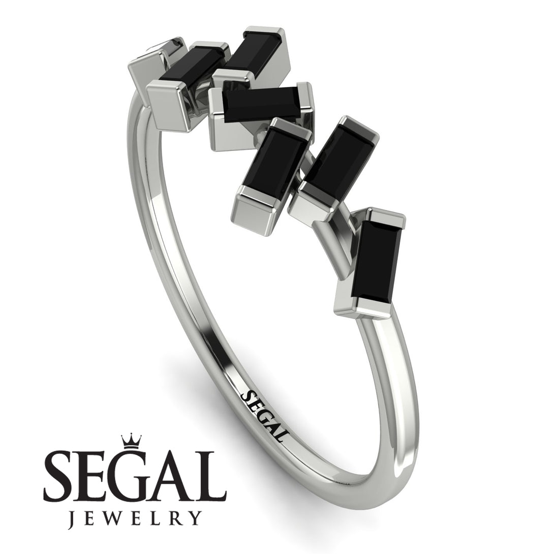 Thin Baguette Black Diamond Ring - Juliette No. 9