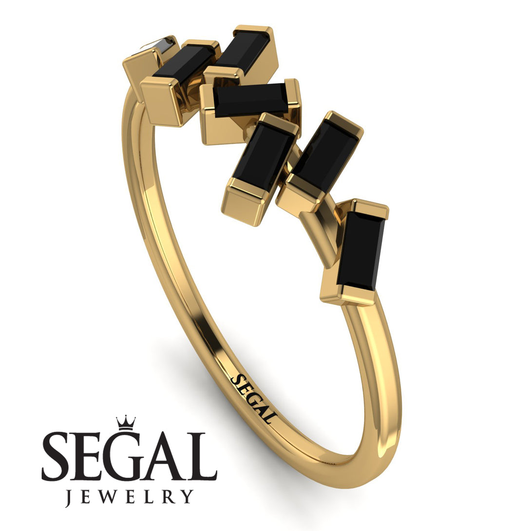Thin Baguette Black Diamond Ring - Juliette No. 7