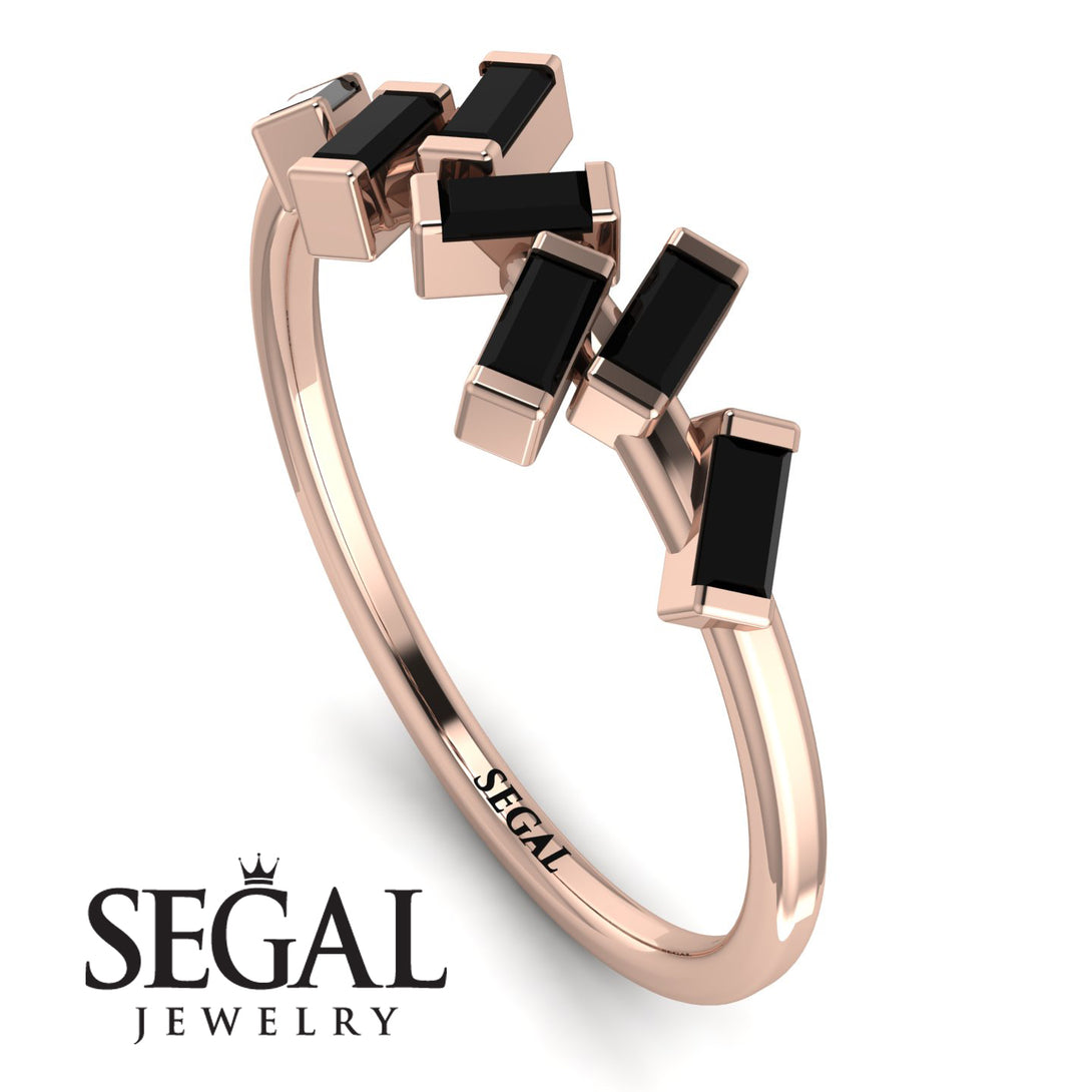 Thin Baguette Black Diamond Ring - Juliette No. 8