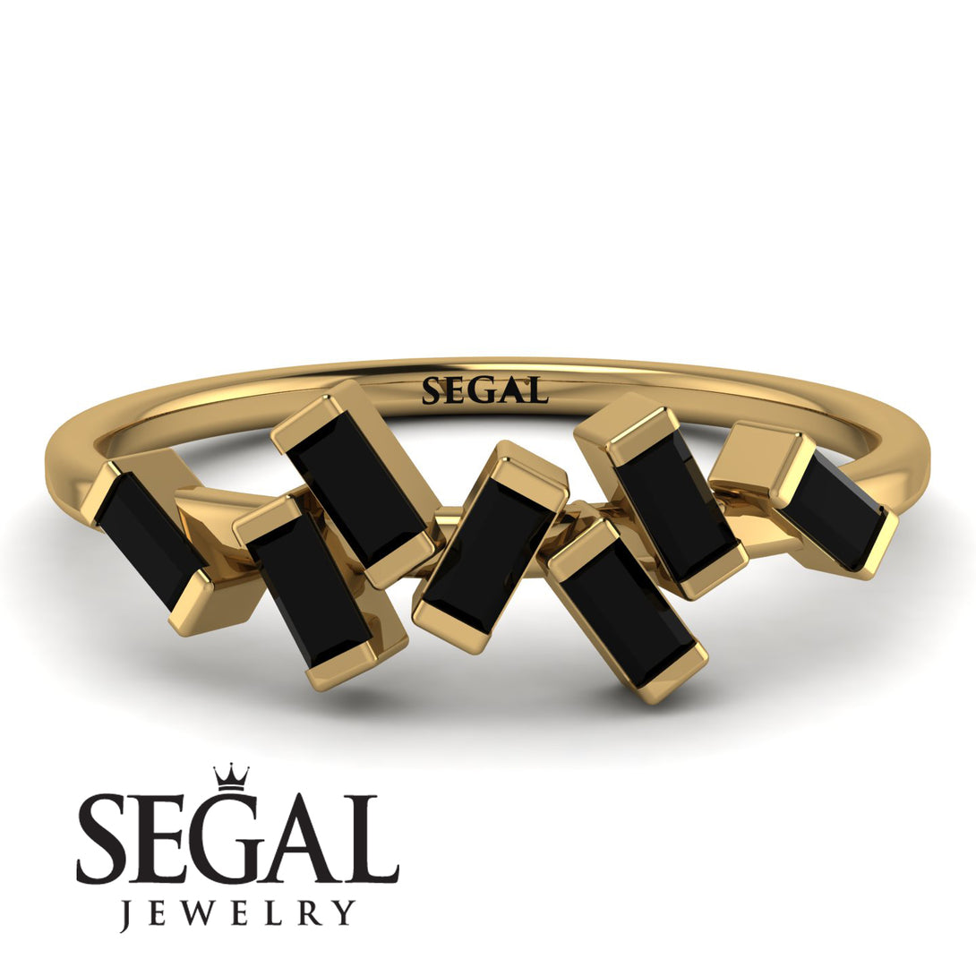 Thin Baguette Black Diamond Ring - Juliette No. 7