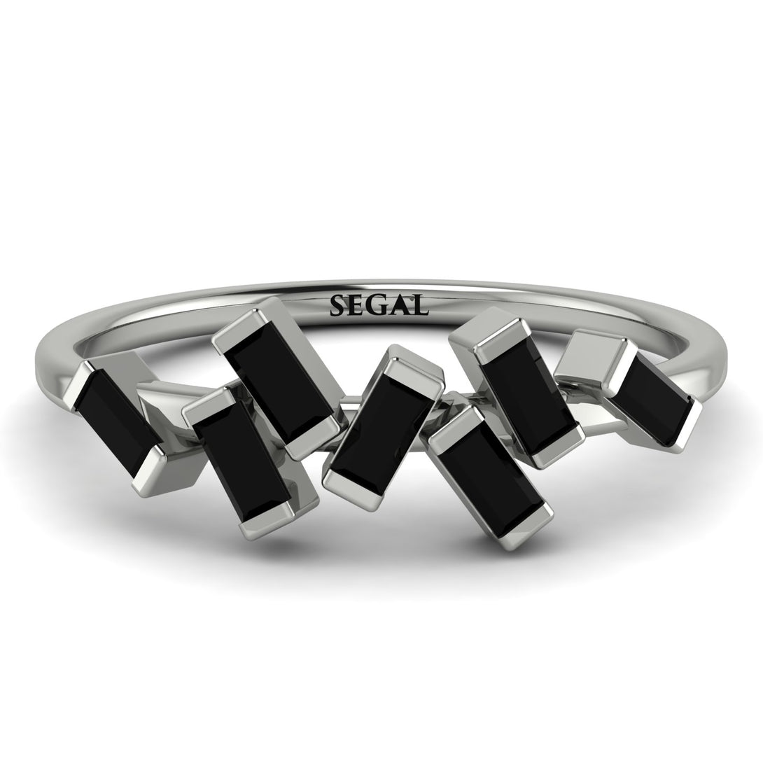 Thin Baguette Black Diamond Ring - Juliette No. 9