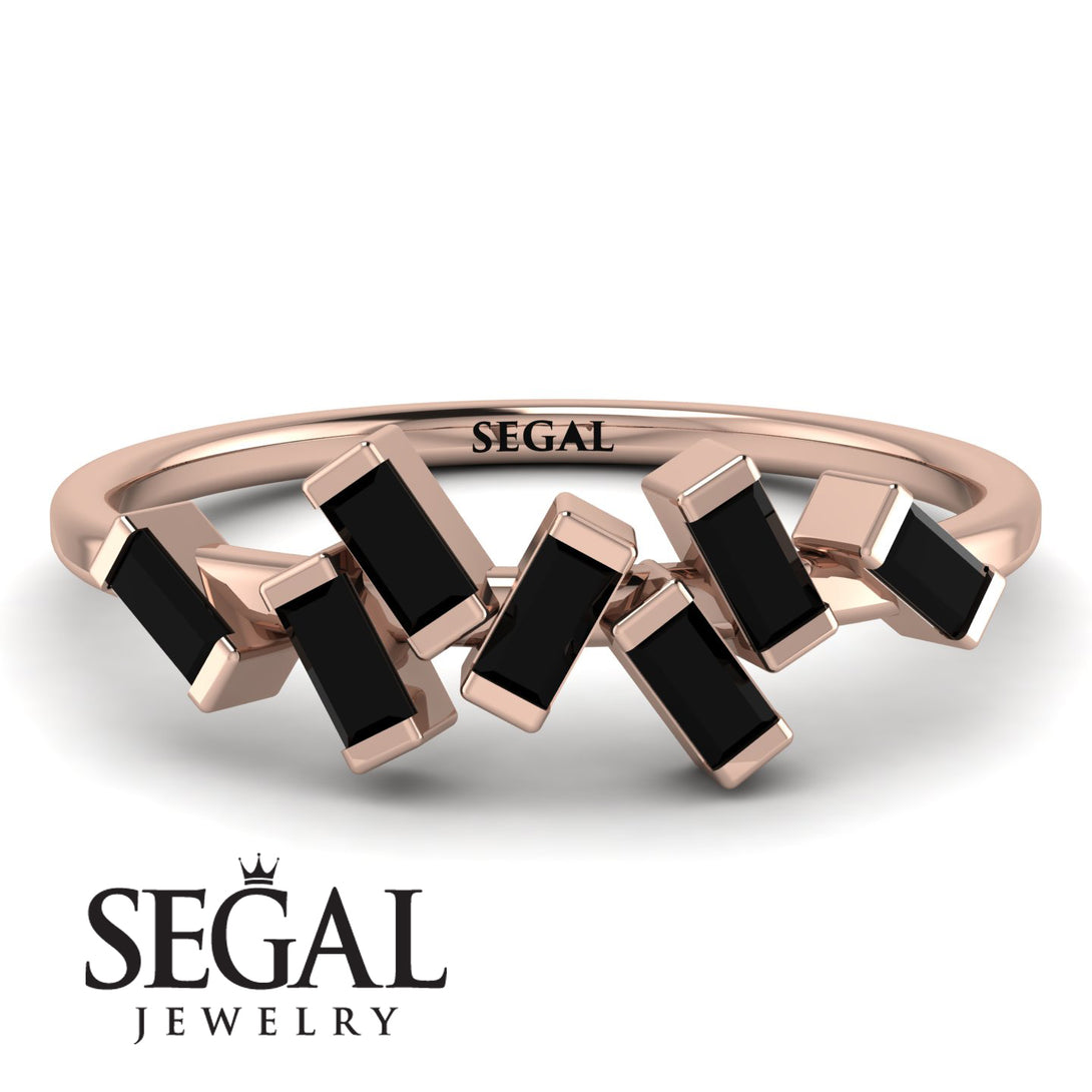 Thin Baguette Black Diamond Ring - Juliette No. 8