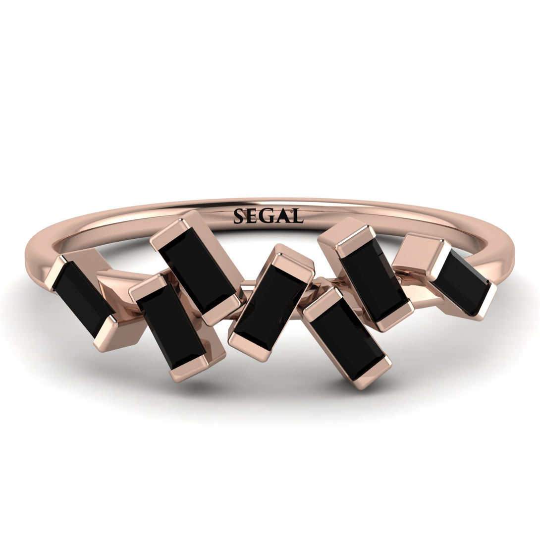 Thin Baguette Black Diamond Ring - Juliette No. 8