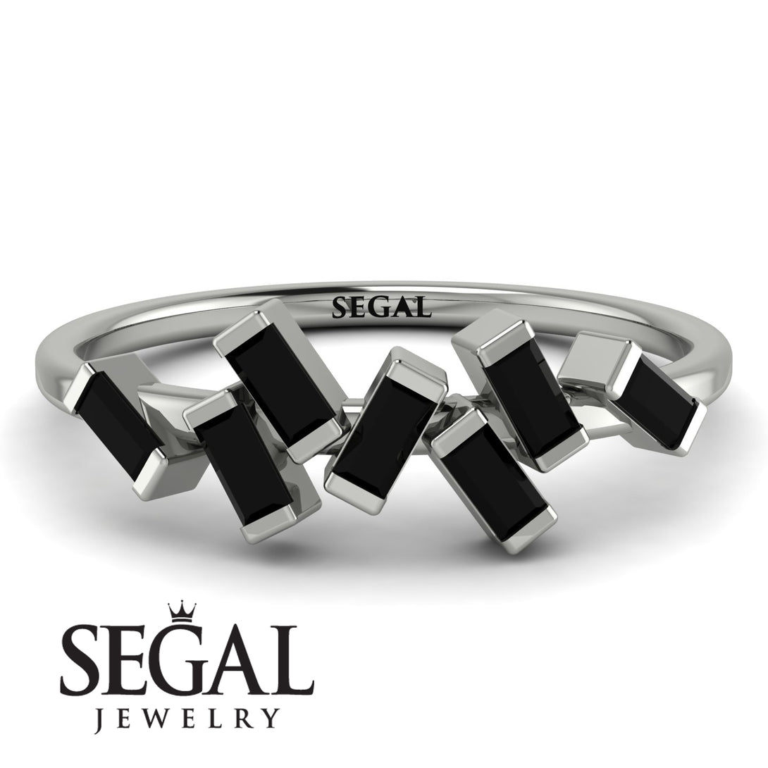 Thin Baguette Black Diamond Ring - Juliette No. 9