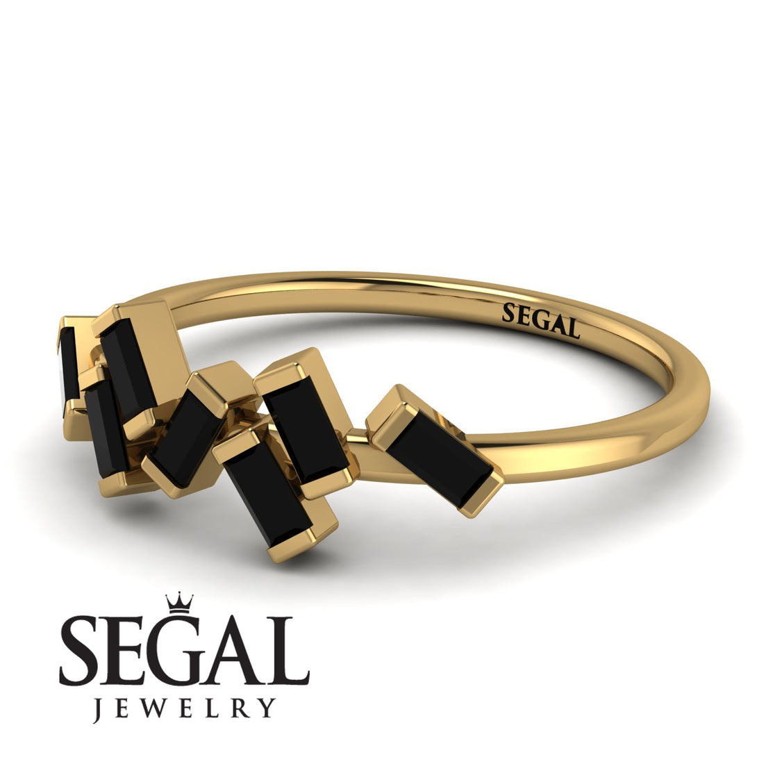 Thin Baguette Black Diamond Ring - Juliette No. 7