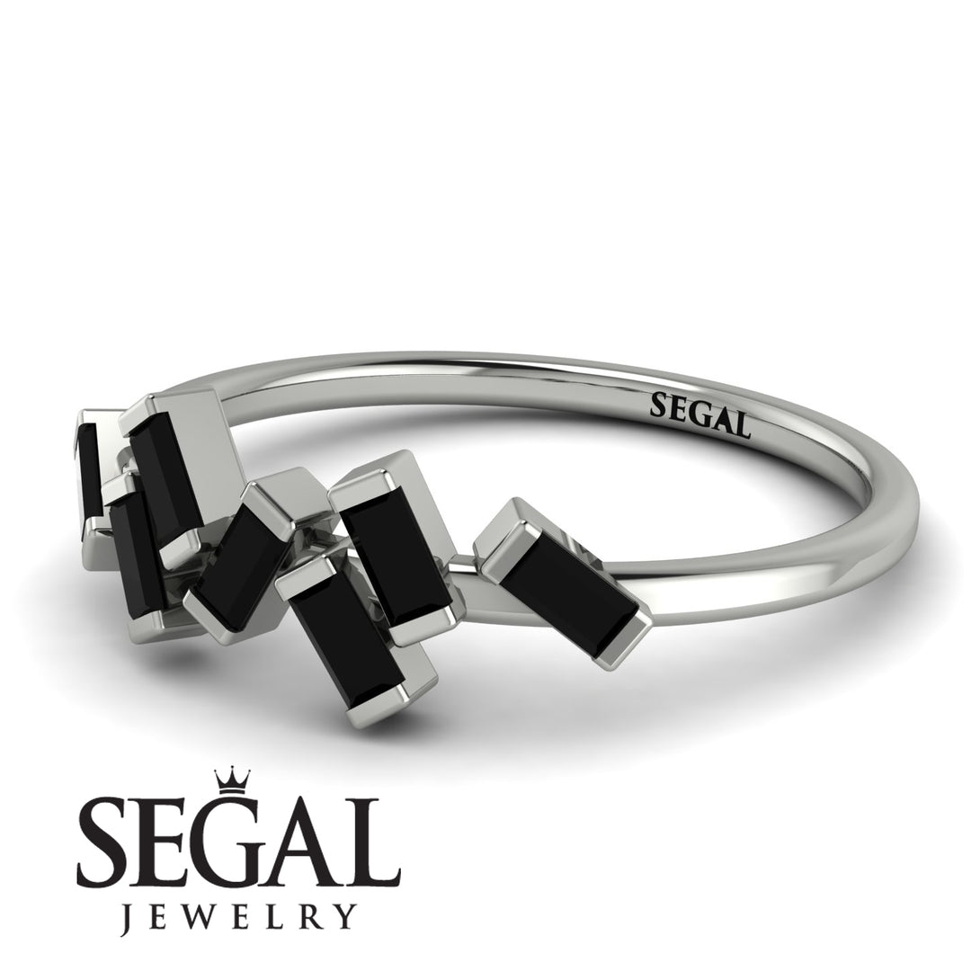 Thin Baguette Black Diamond Ring - Juliette No. 9