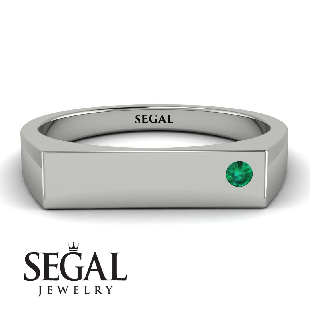Thin Signature Band With Emerald - Norah No. 6