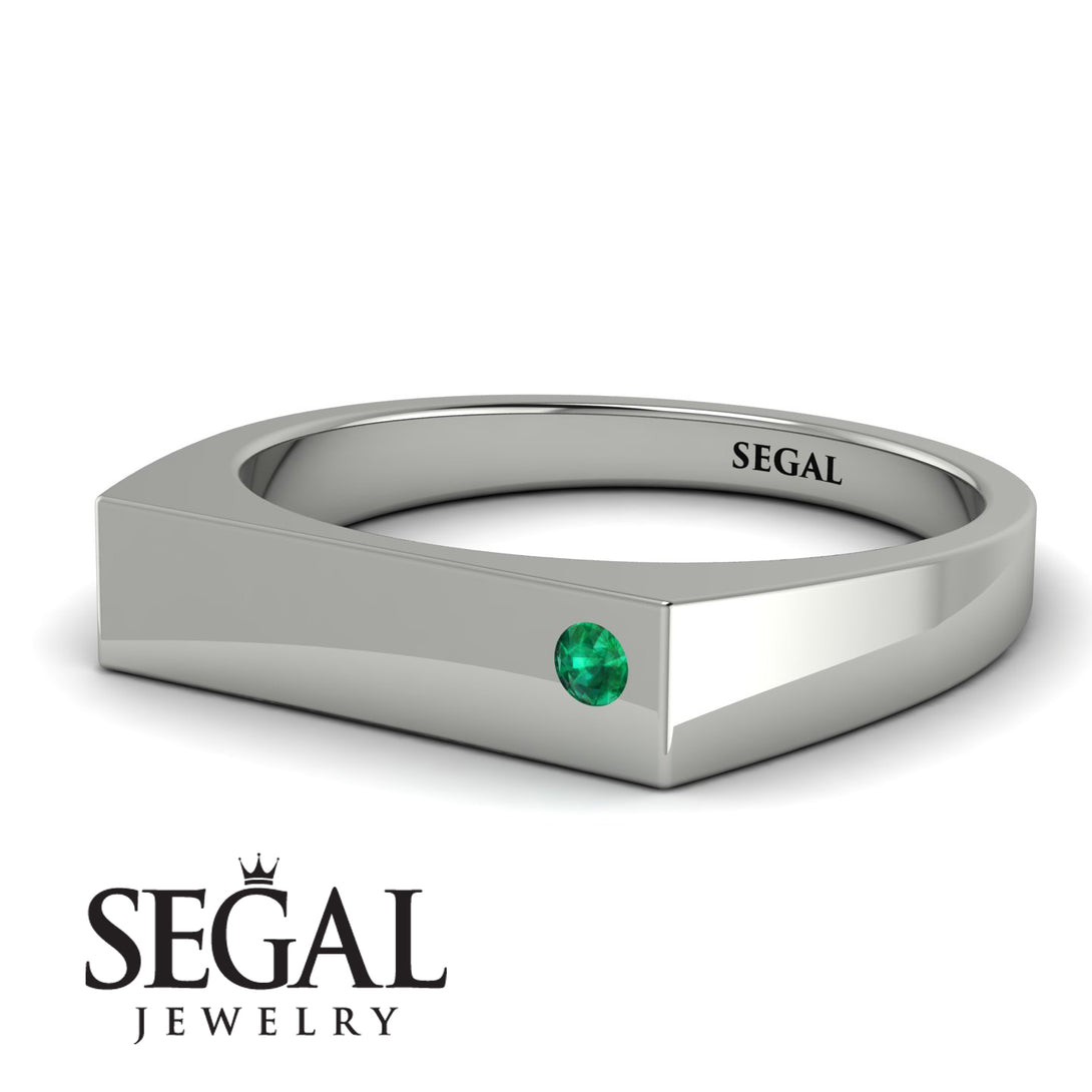 Thin Signature Band With Emerald - Norah No. 6