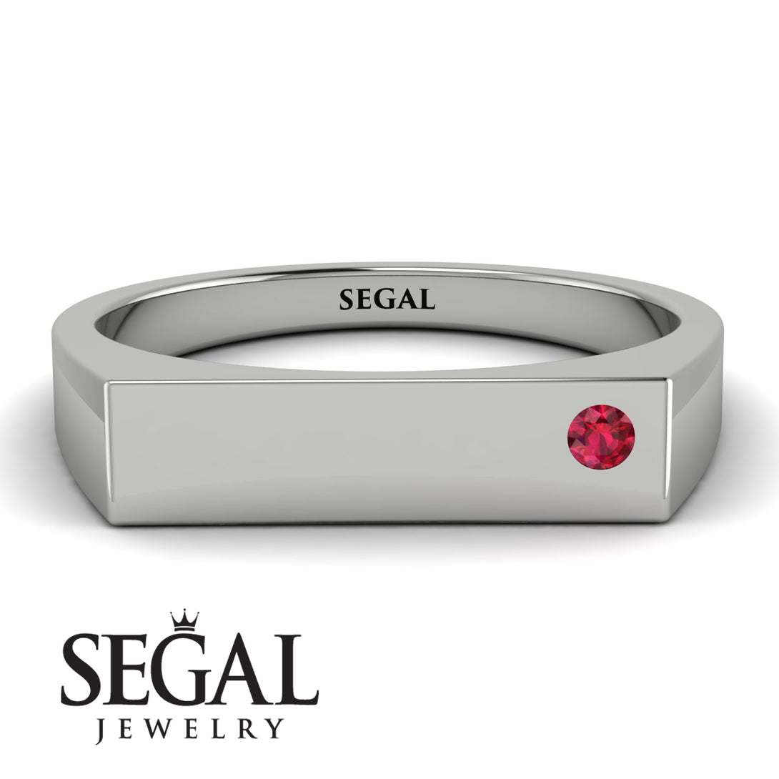Thin Signature Band With Ruby - Norah No. 12