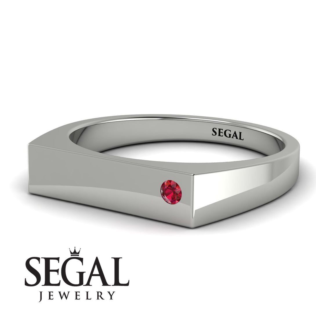 Thin Signature Band With Ruby - Norah No. 12