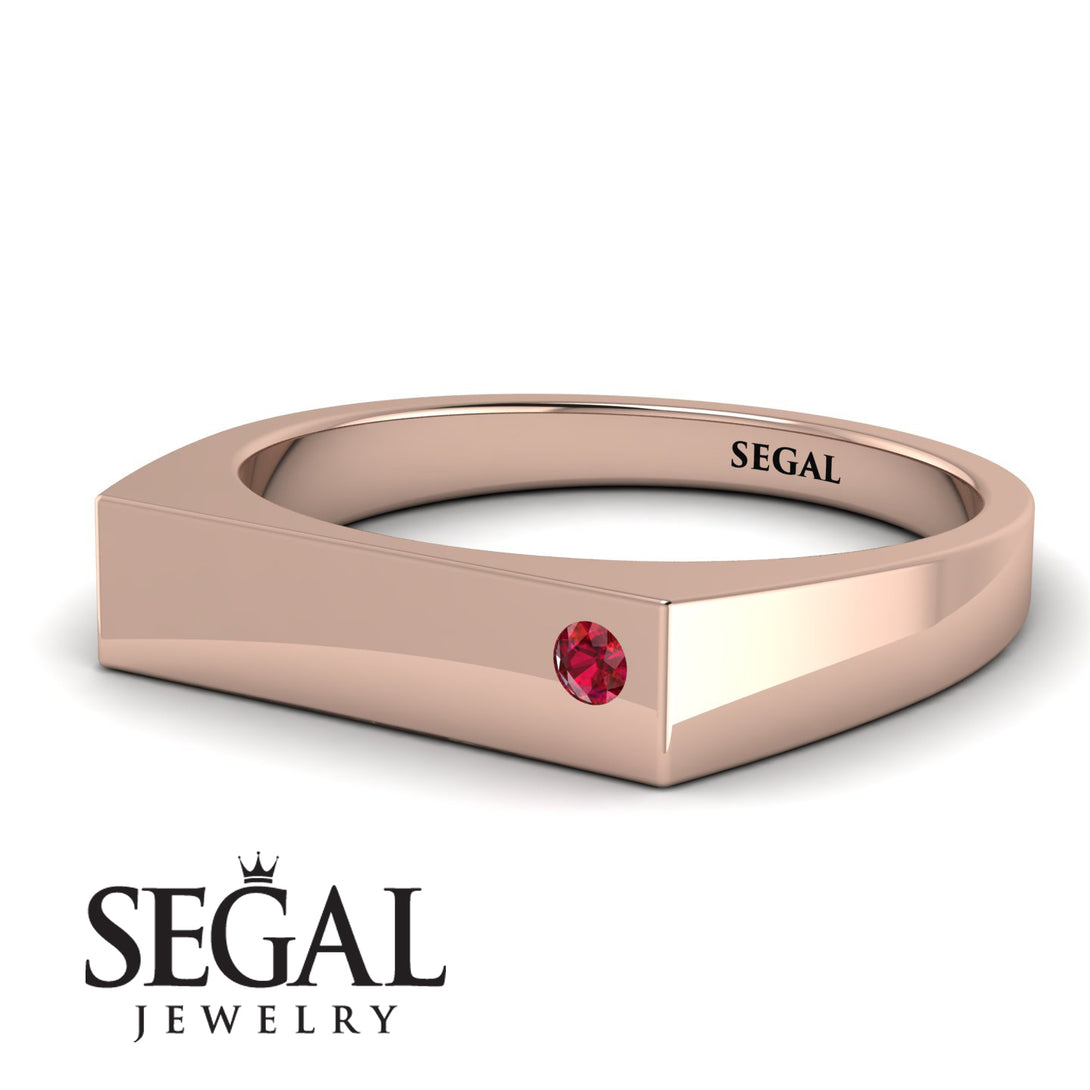 Thin Signature Band With Ruby - Norah No. 11