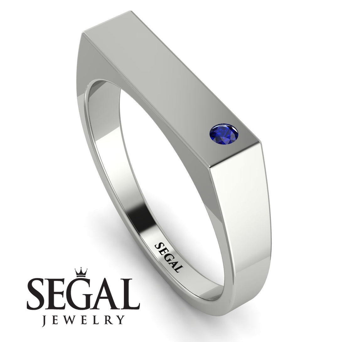 Thin Signature Band With Sapphire - Norah No. 15