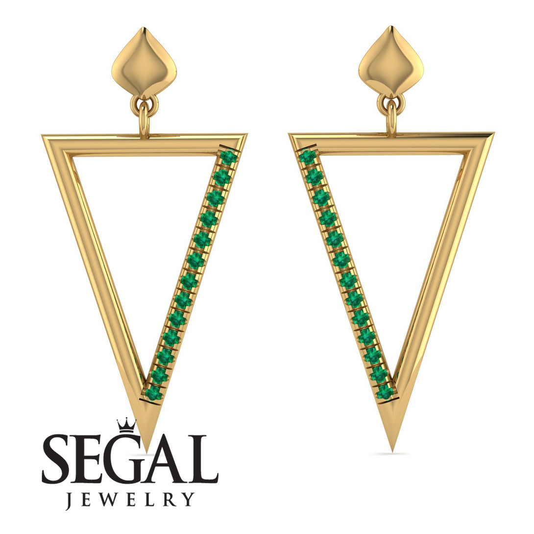 Triangle Emerald Stud Earrings - Amiyah No. 4