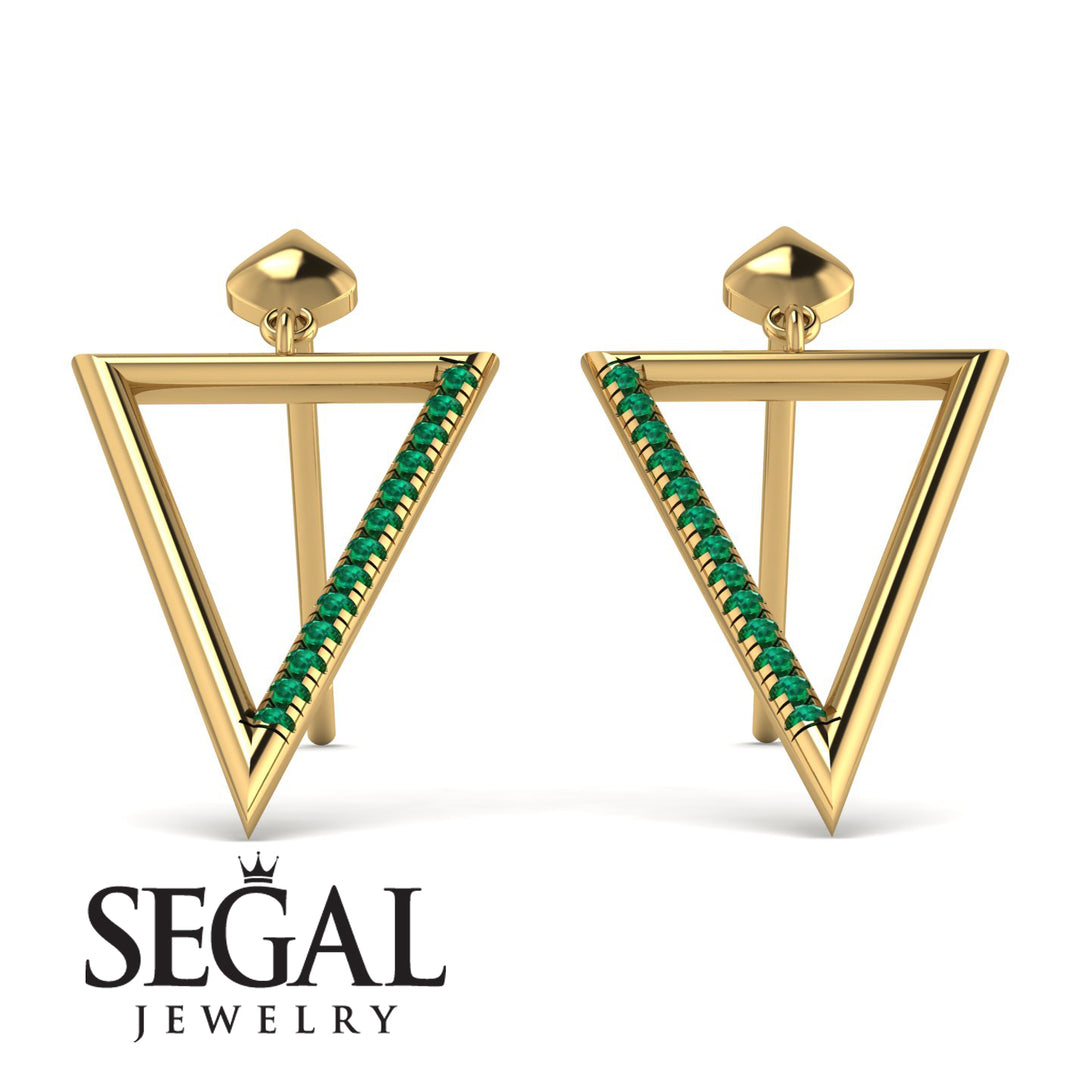 Triangle Emerald Stud Earrings - Amiyah No. 4