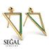 Triangle Emerald Stud Earrings - Amiyah No. 4
