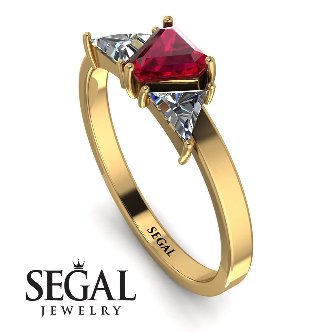 Triangle Ruby Engagement Ring - Molly No. 10