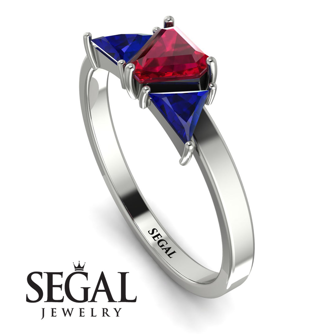 Triangle Ruby Engagement Ring - Molly No. 72