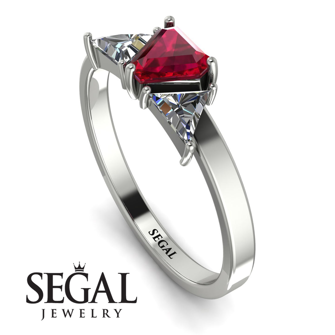 Triangle Ruby Engagement Ring - Molly No. 12