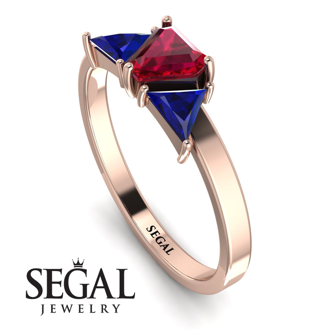 Triangle Ruby Engagement Ring - Molly No. 71