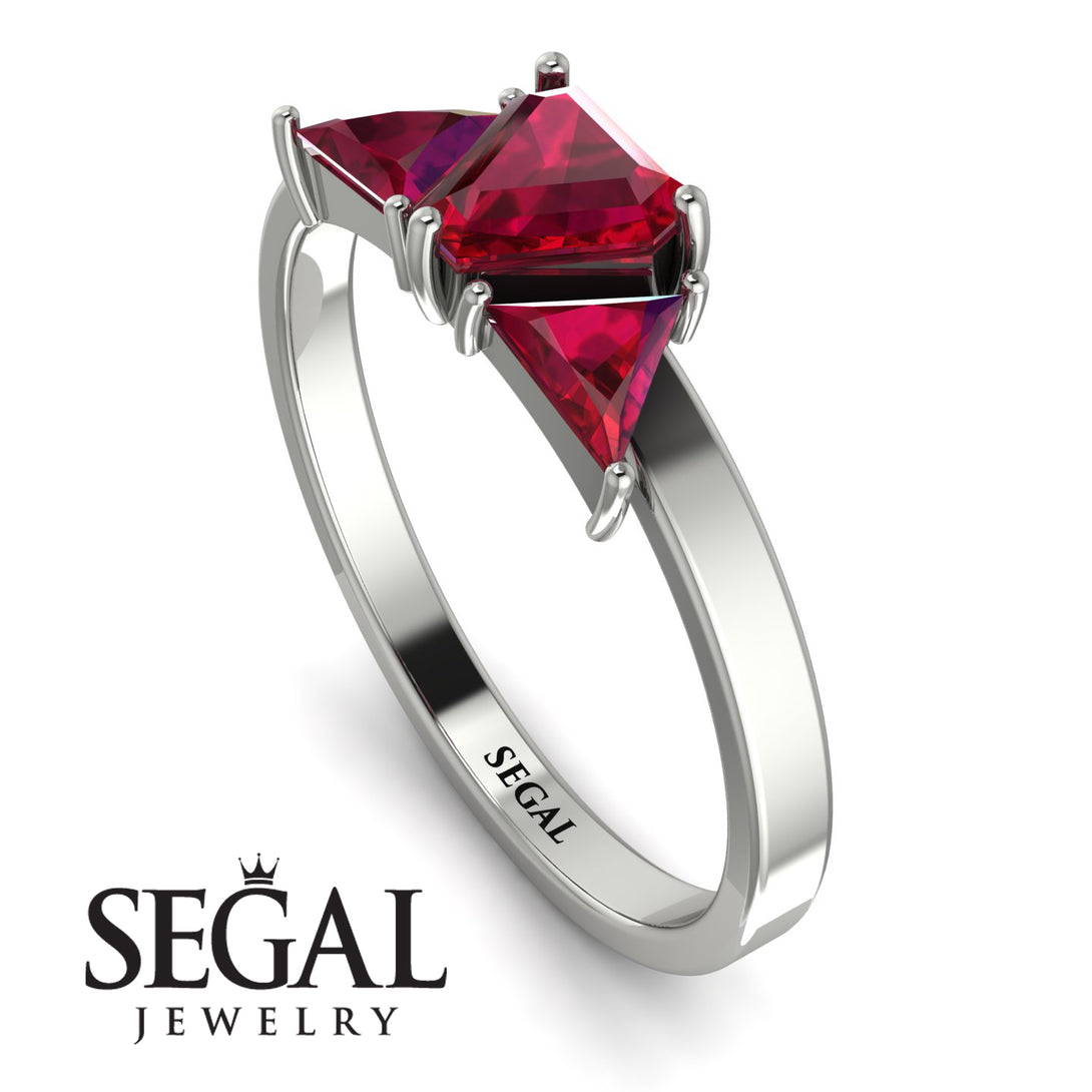 Triangle Ruby Engagement Ring - Molly No. 57