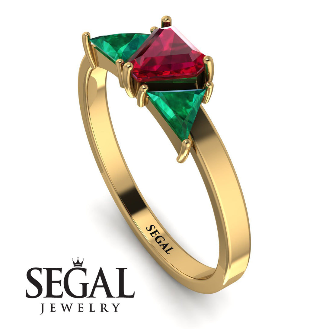 Triangle Ruby Engagement Ring - Molly No. 25