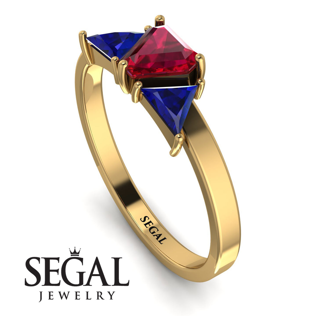 Triangle Ruby Engagement Ring - Molly No. 70