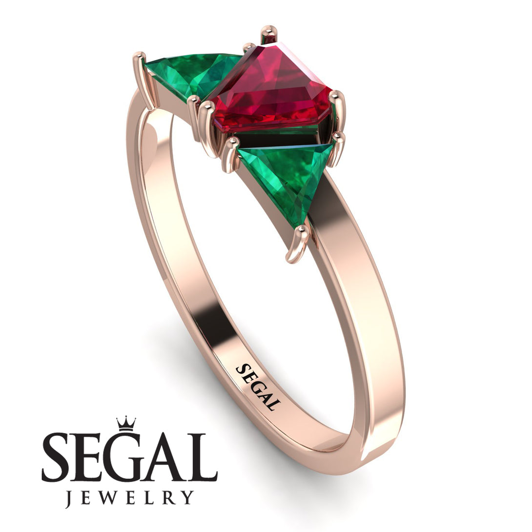 Triangle Ruby Engagement Ring - Molly No. 26