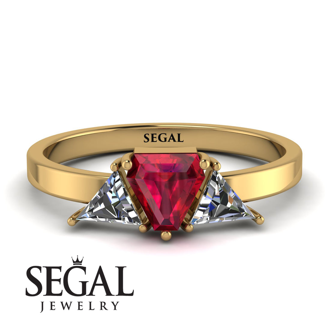 Triangle Ruby Engagement Ring - Molly No. 10