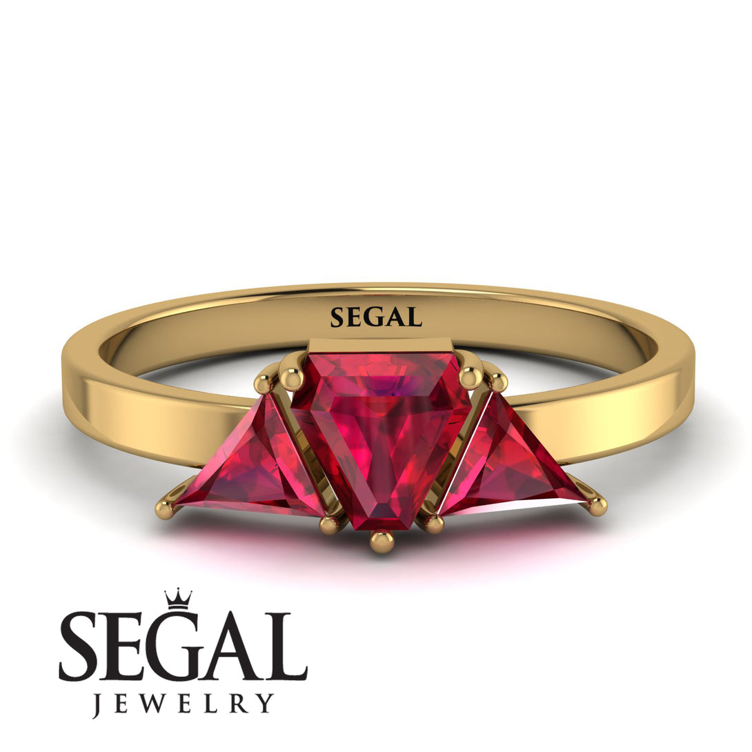 Triangle Ruby Engagement Ring - Molly No. 55