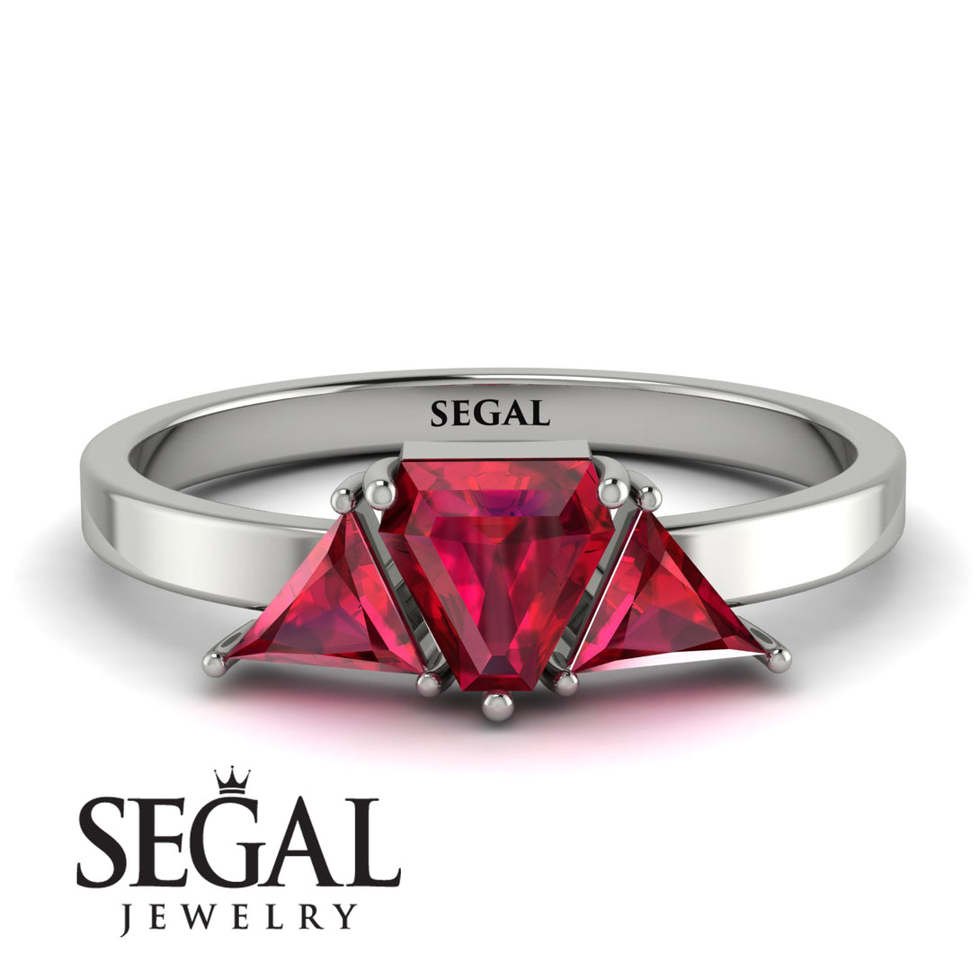 Triangle Ruby Engagement Ring - Molly No. 57