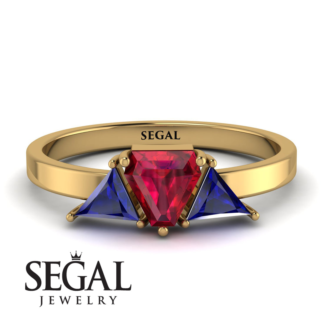 Triangle Ruby Engagement Ring - Molly No. 70