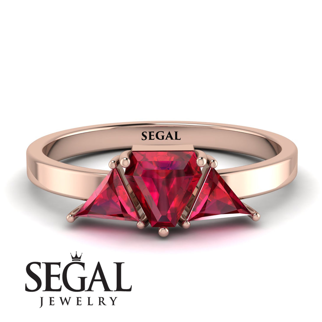 Triangle Ruby Engagement Ring - Molly No. 56