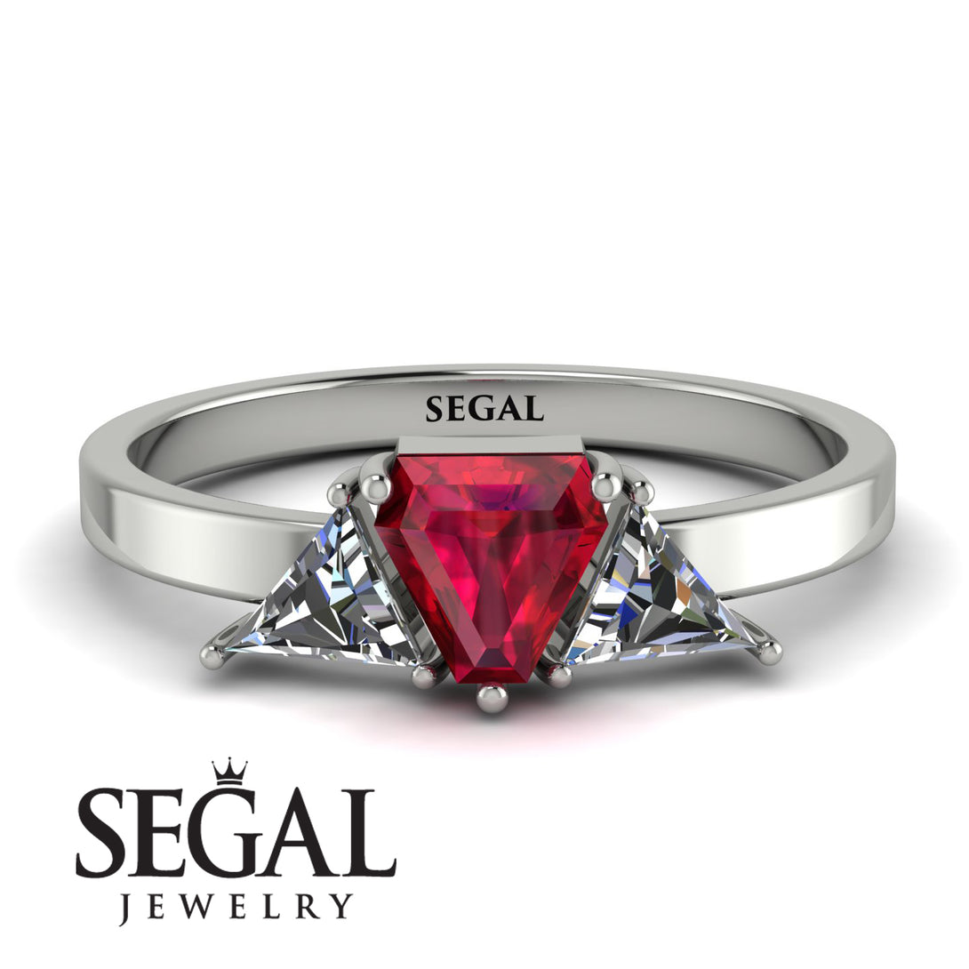 Triangle Ruby Engagement Ring - Molly No. 12