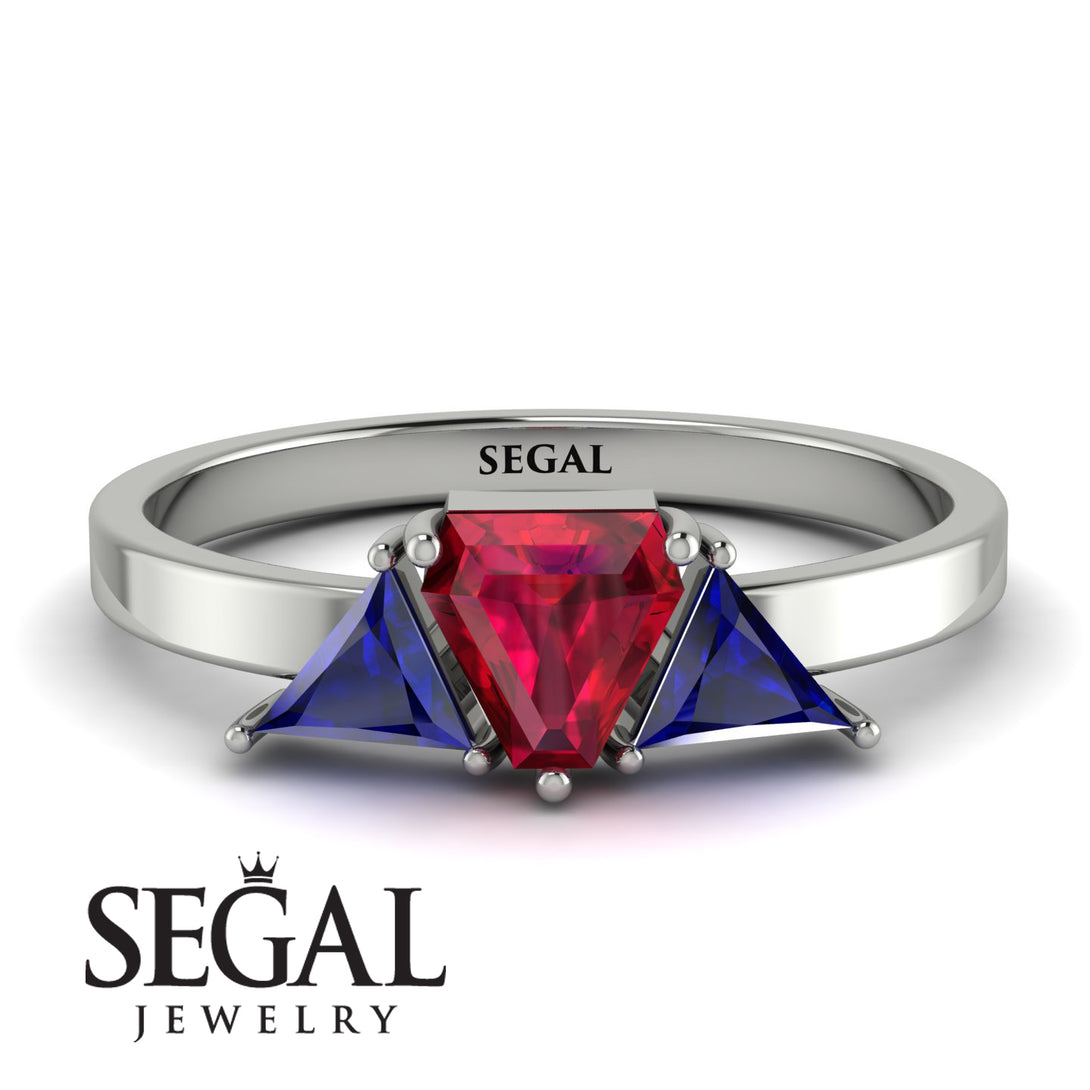 Triangle Ruby Engagement Ring - Molly No. 72