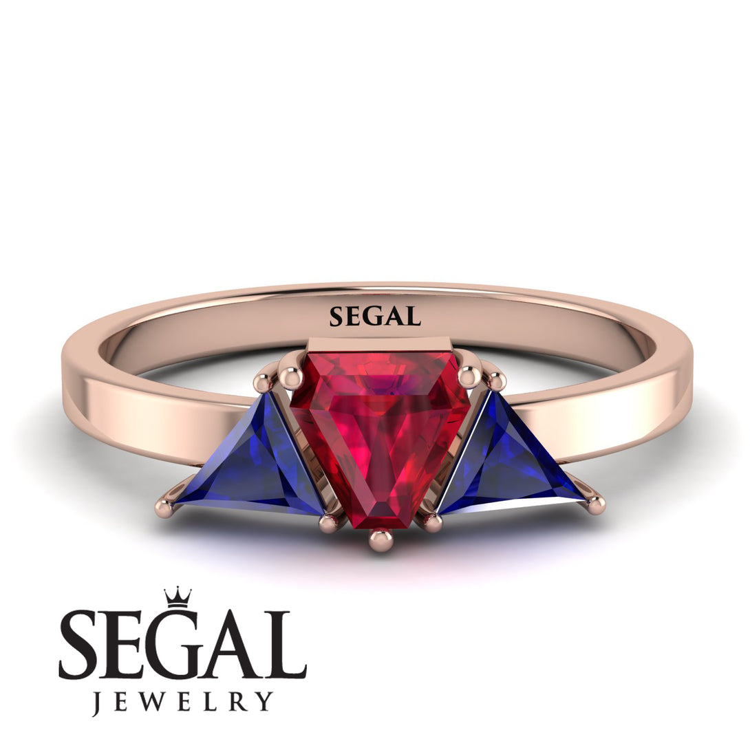 Triangle Ruby Engagement Ring - Molly No. 71