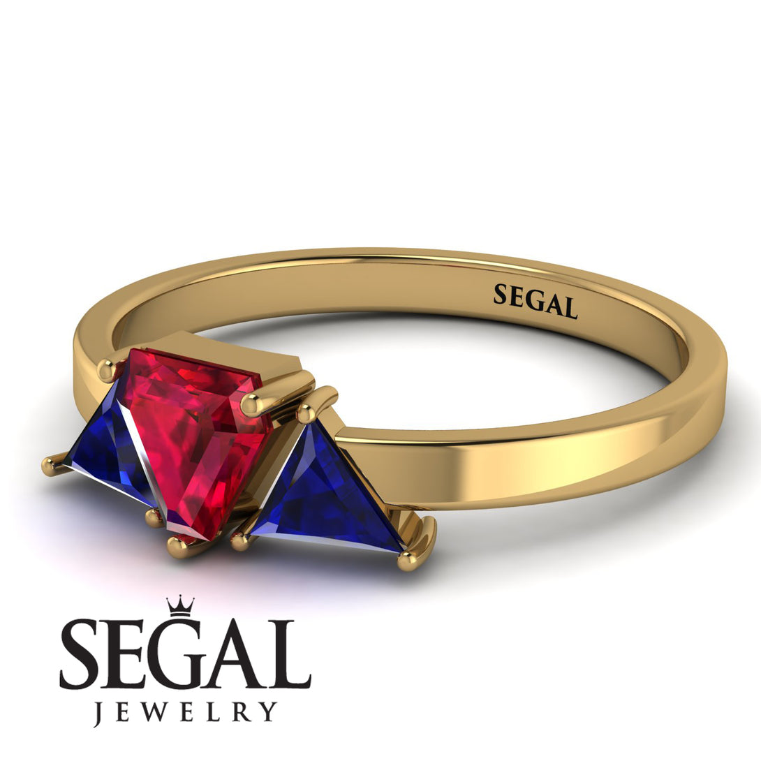 Triangle Ruby Engagement Ring - Molly No. 70