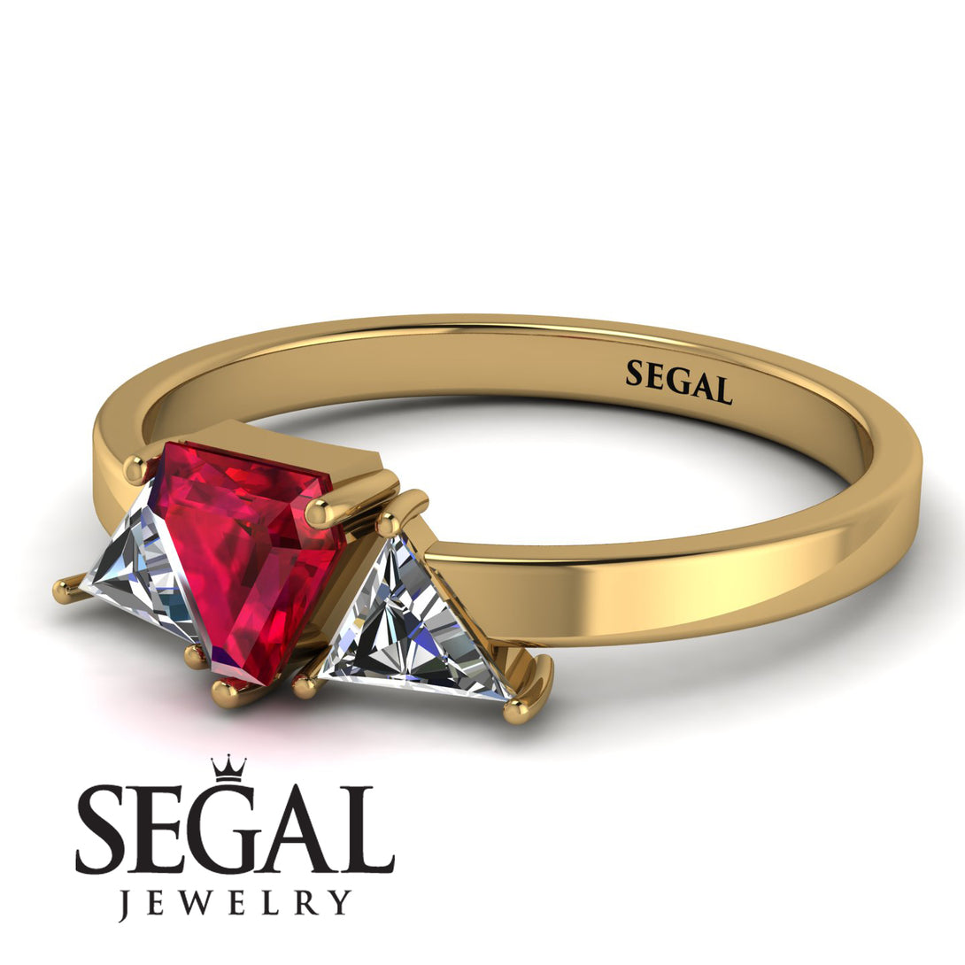 Triangle Ruby Engagement Ring - Molly No. 10