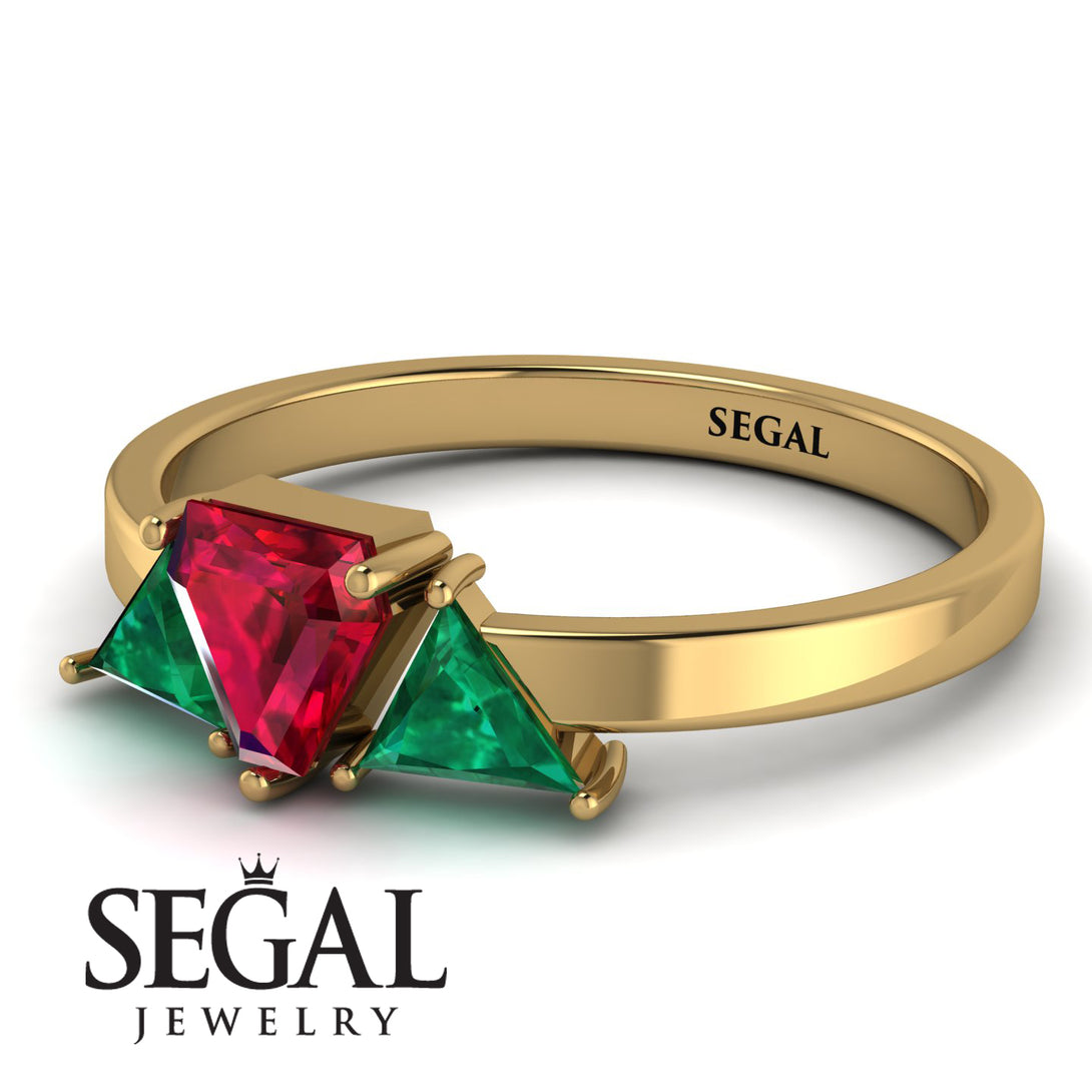 Triangle Ruby Engagement Ring - Molly No. 25